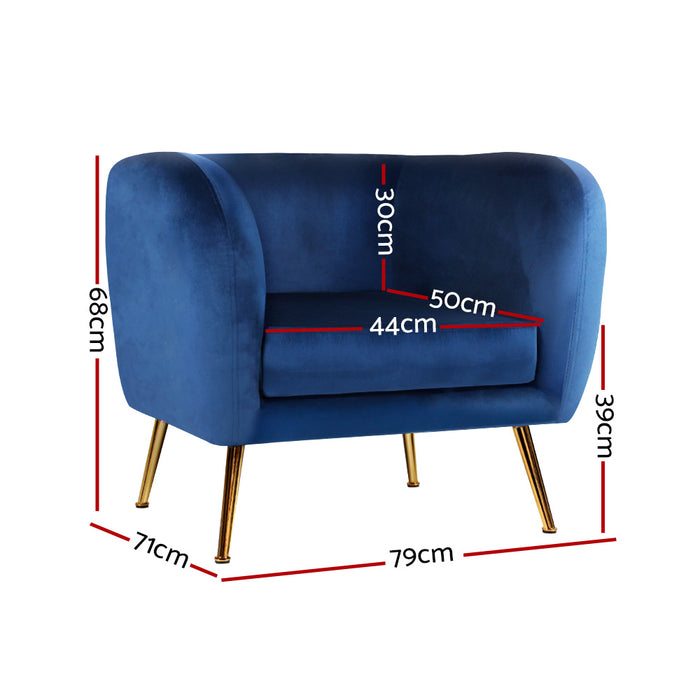 Lois Armchair Velvet Navy