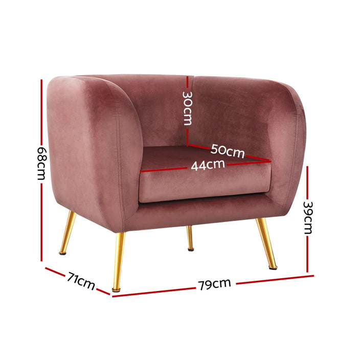 Lois Armchair Velvet Pink