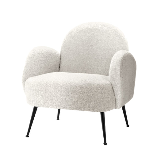 white boucle armchair 