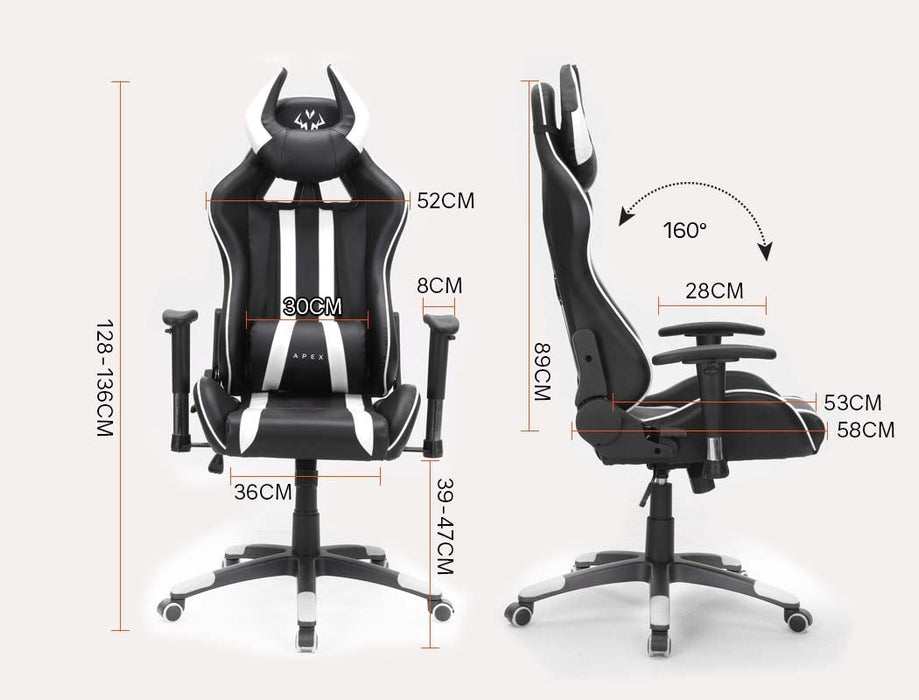 black and white gaming chair