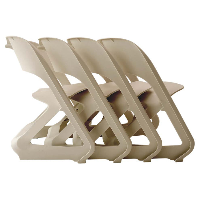 ArtissIn Set of 4 Dining Chairs Lounge Seat Stackable Plastic Leisure Chairs Beige