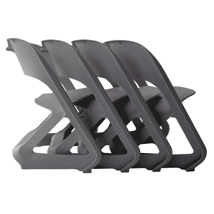 ArtissIn Set of 4 Dining Chairs Lounge Seat Stackable Plastic Leisure Chairs Grey