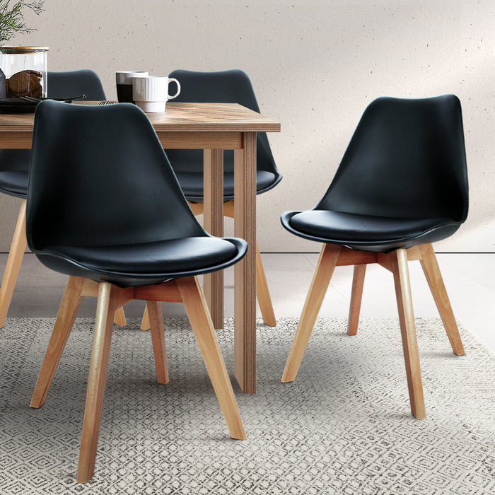 Artiss Padded Dining Chair ~ Black (Set of 2)