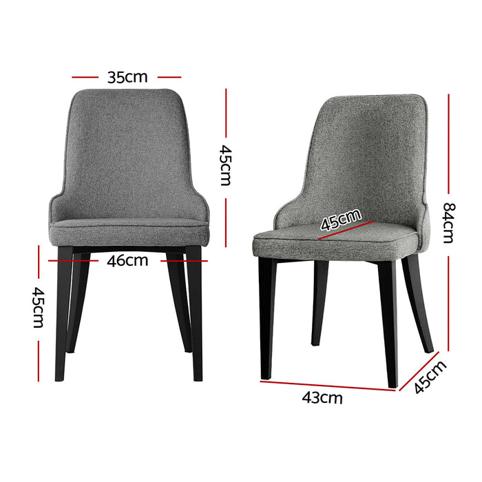 Artiss Fabric Dining Chairs ~ Grey (Set of 2)