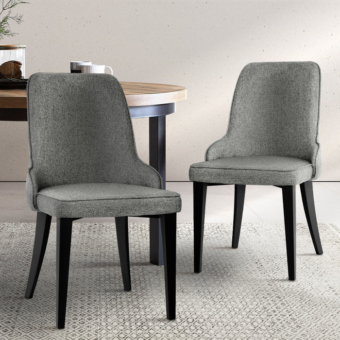 Artiss Fabric Dining Chairs ~ Grey (Set of 2)