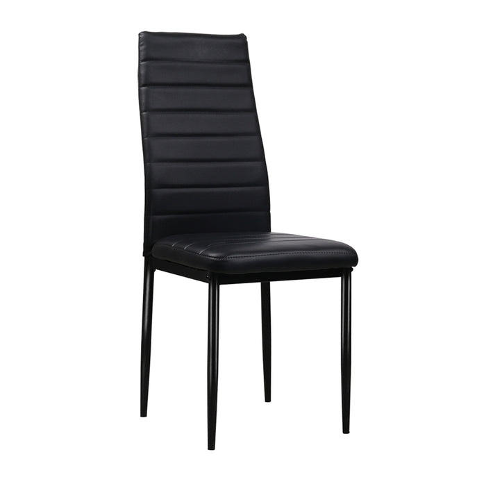 Artiss Set of 4 Dining Chairs PVC Leather ~ Black