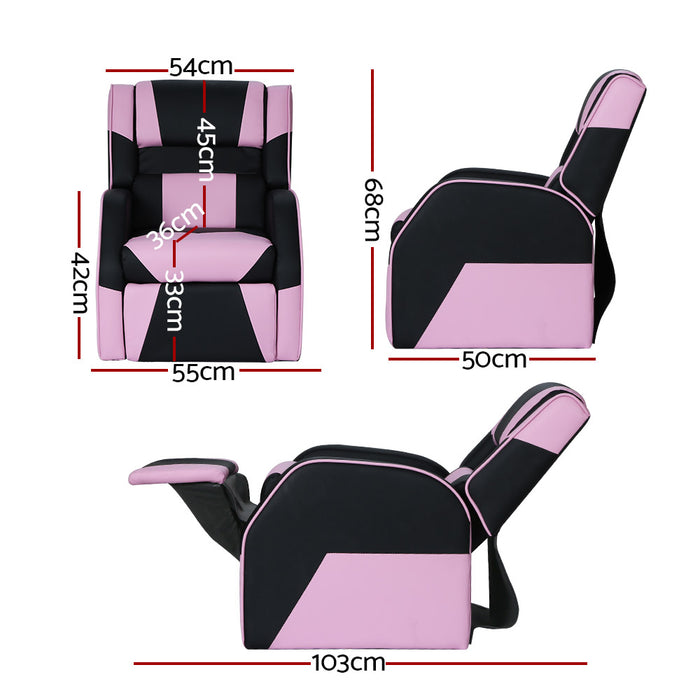 Keezi Kids Recliner Chair PU Leather Gaming Sofa Lounge Couch ~ Black & Pink