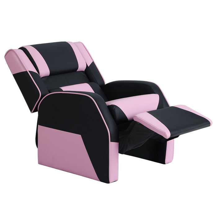 Keezi Kids Recliner Chair PU Leather Gaming Sofa Lounge Couch ~ Black & Pink