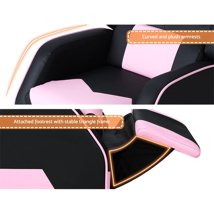 Keezi Kids Recliner Chair PU Leather Gaming Sofa Lounge Couch ~ Black & Pink