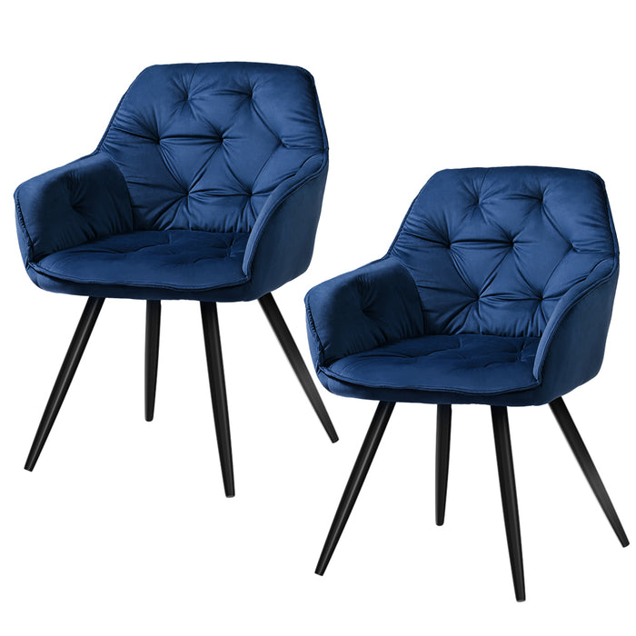 Valisa Dining Chairs Upholstered Velvet Blue (Set of 2)