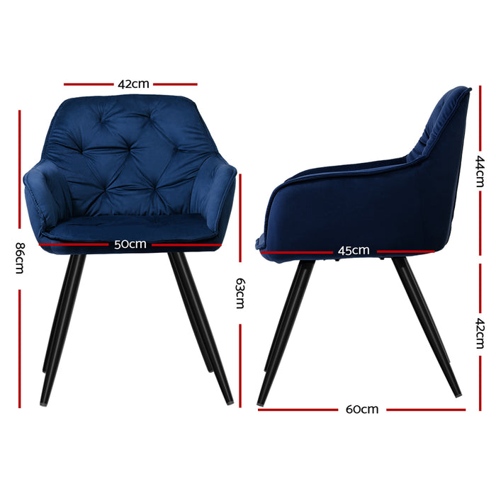 Valisa Dining Chairs Upholstered Velvet Blue (Set of 2)