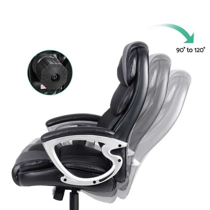 black Leather Reclining Massage Chair 