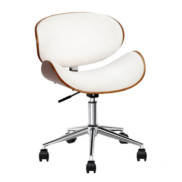 white desk chair leather