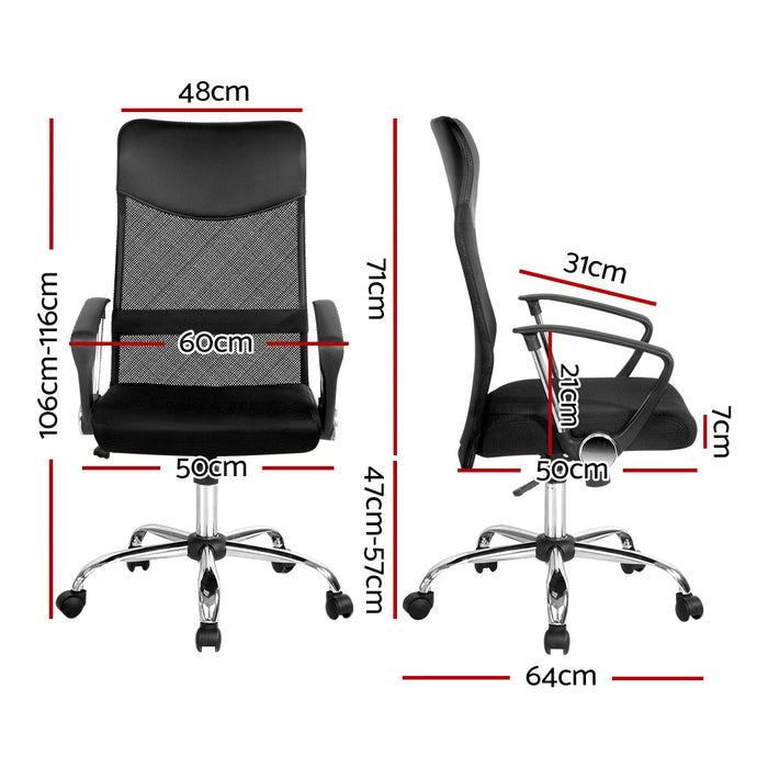 Artiss Mesh High Back PU Leather Office Chair ~ Black