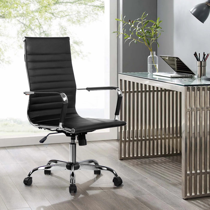 black office chair with wheels