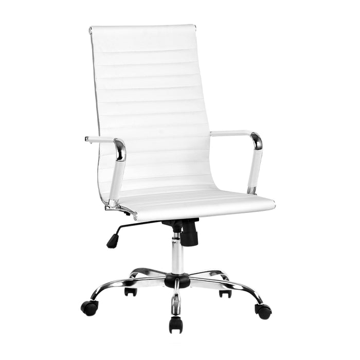 white desk chair with wheels