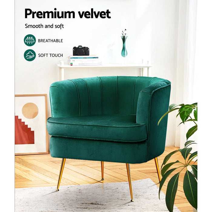 Norvia Armchair Green Velvet