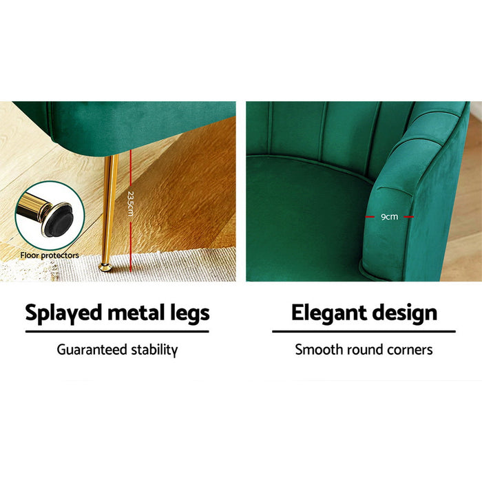 Norvia Armchair Green Velvet