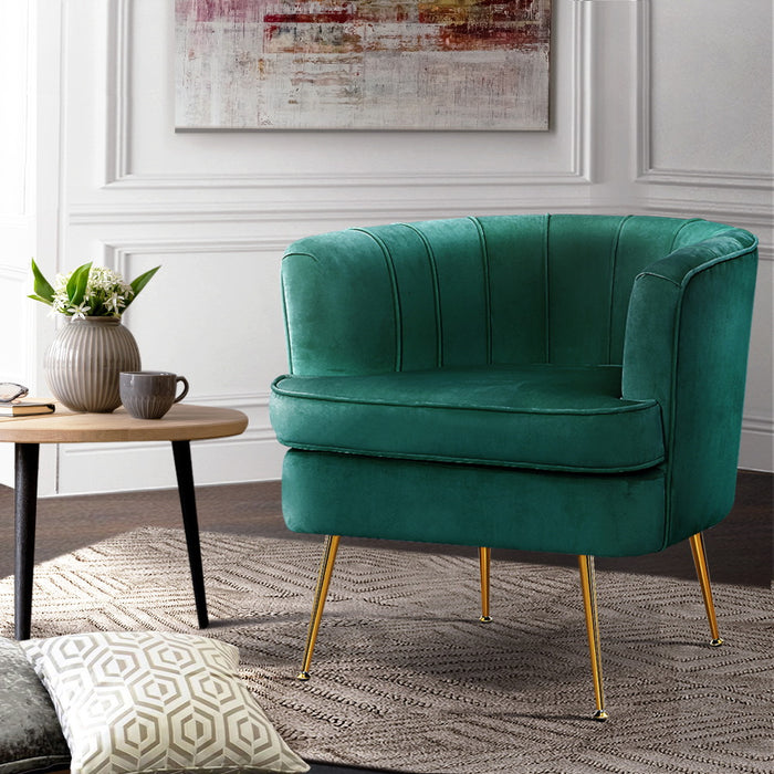 Norvia Armchair Green Velvet