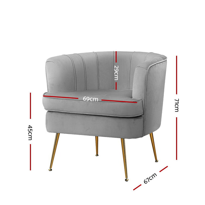 Norvia Armchair Grey Velvet