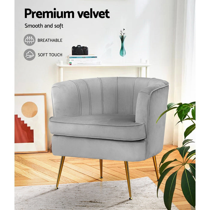 Norvia Armchair Grey Velvet