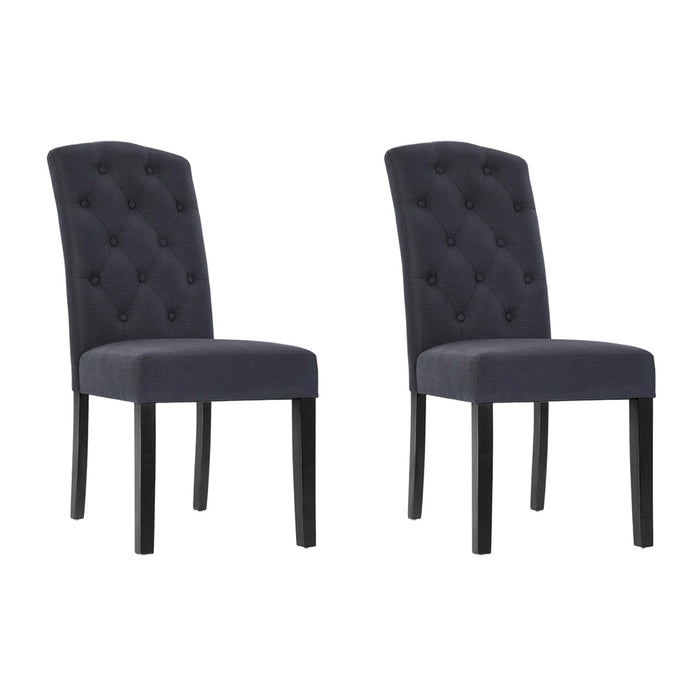 Danson Dining Chair Padded High Back Pine Wood (Set of 2)  Dark Grey