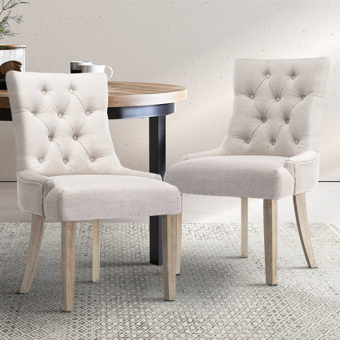 Artiss Dining Chair CAYES French Provincial (Set of 2) Beige