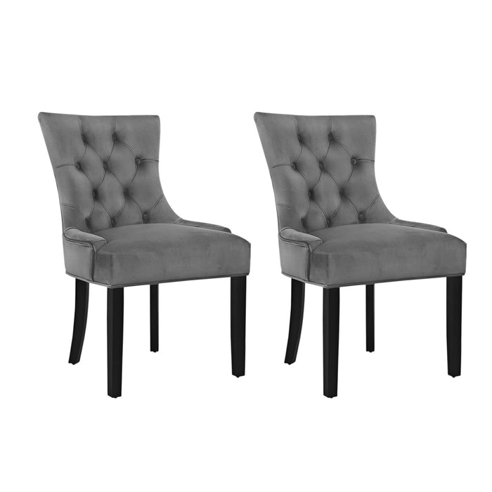 Artiss Dining Chairs CAYES French Provincial Retro Velvet Fabric (Set of 2) Grey