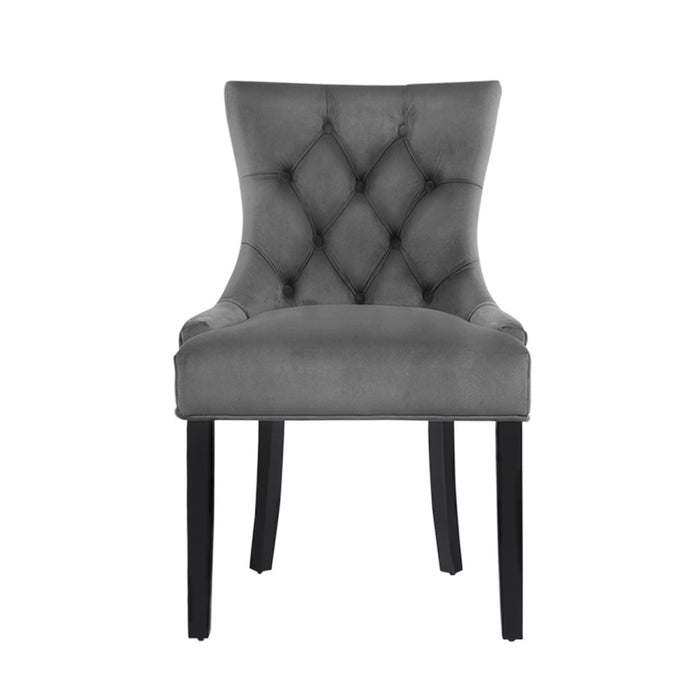 Artiss Dining Chairs CAYES French Provincial Retro Velvet Fabric (Set of 2) Grey