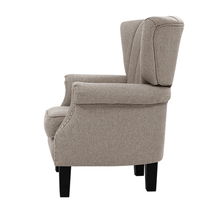 beige single sofa armchair