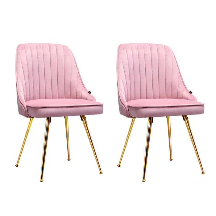 Artiss Dining Chairs Retro Chair Pink Velvet (Set of2)