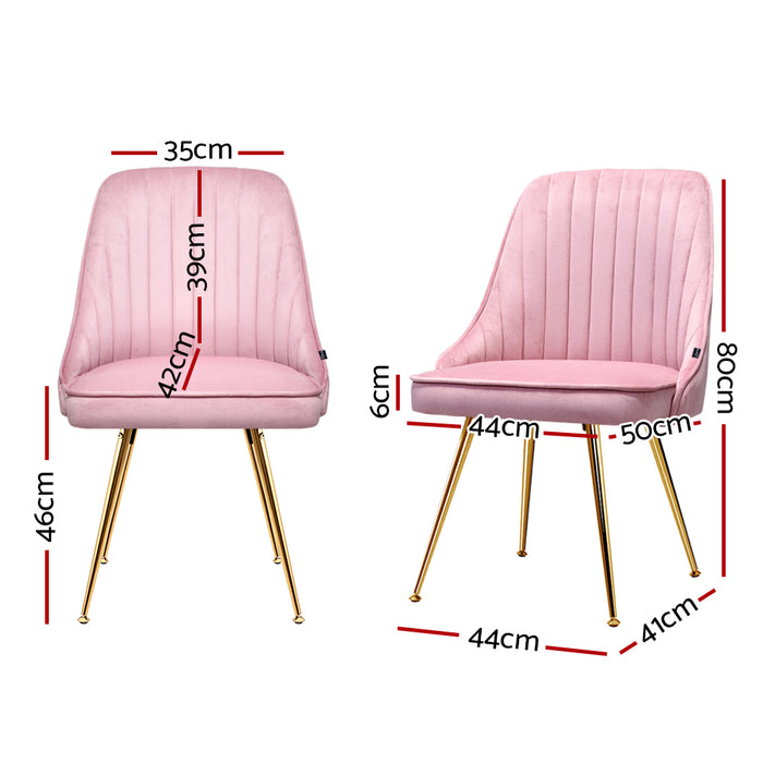 Artiss Dining Chairs Retro Chair Pink Velvet (Set of2)