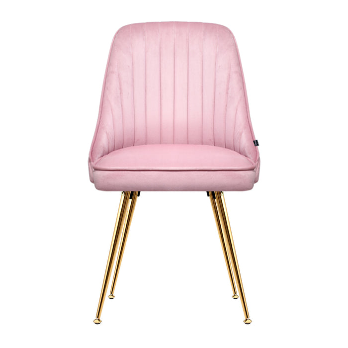 Artiss Dining Chairs Retro Chair Pink Velvet (Set of2)