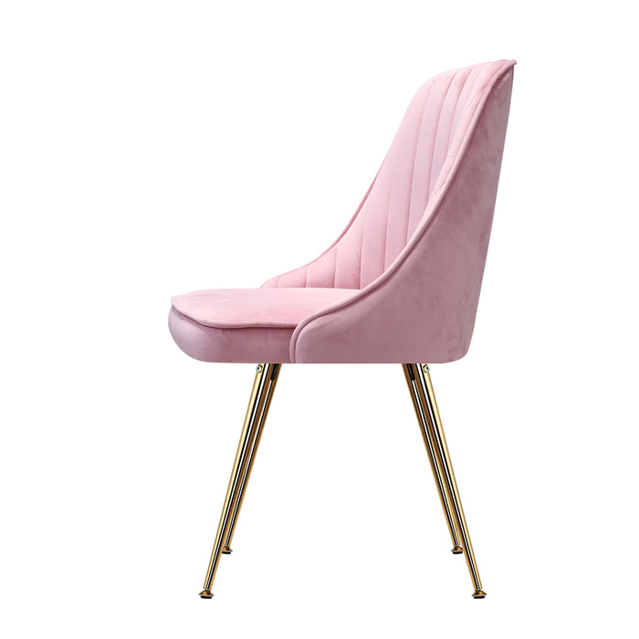 Artiss Dining Chairs Retro Chair Pink Velvet (Set of2)