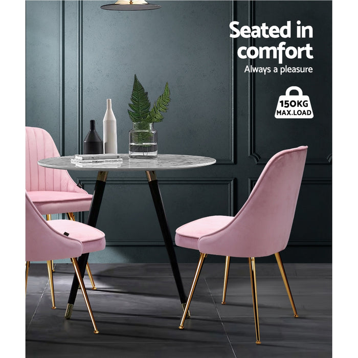 Artiss Dining Chairs Retro Chair Pink Velvet (Set of2)