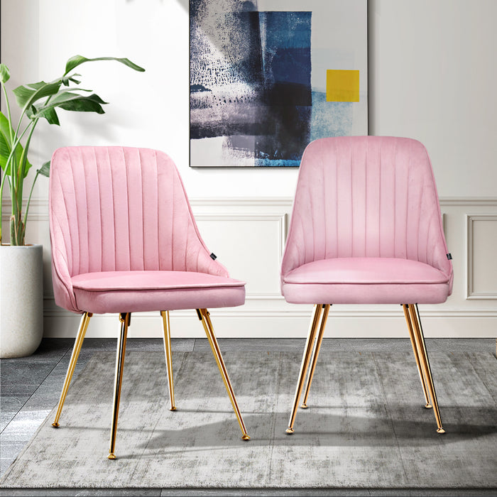 Artiss Dining Chairs Retro Chair Pink Velvet (Set of2)