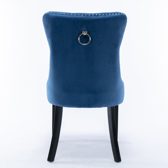 Velvet Upholstered Dining Chairs (Set of 2) - Blue