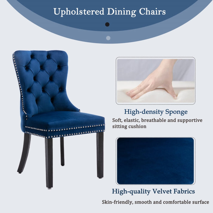 Velvet Upholstered Dining Chairs (Set of 2) - Blue