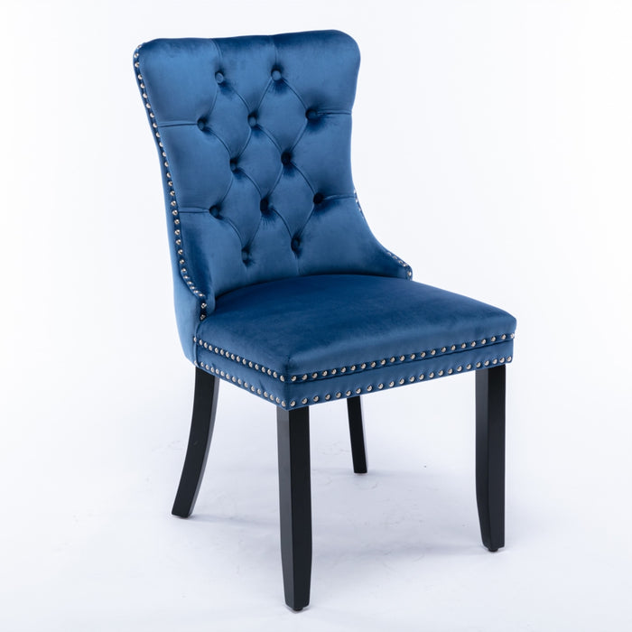 Velvet Upholstered Dining Chairs (Set of 2) - Blue