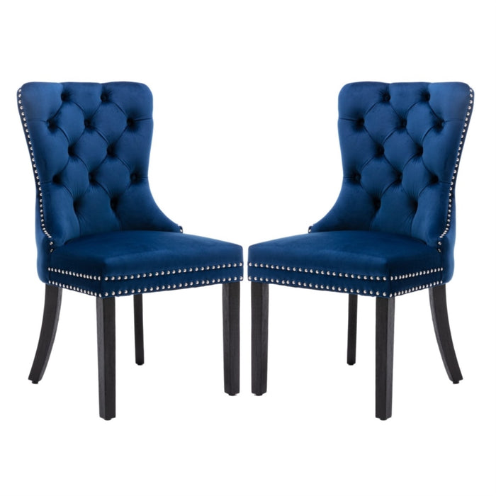 Velvet Upholstered Dining Chairs (Set of 2) - Blue