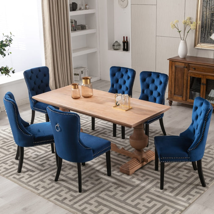 Velvet Upholstered Dining Chairs (Set of 2) - Blue