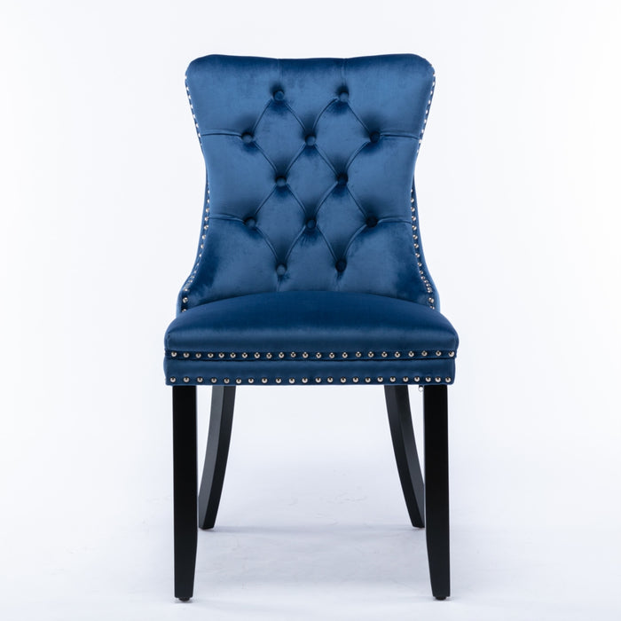 Velvet Upholstered Dining Chairs (Set of 2) - Blue