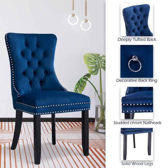 Velvet Upholstered Dining Chairs (Set of 2) - Blue