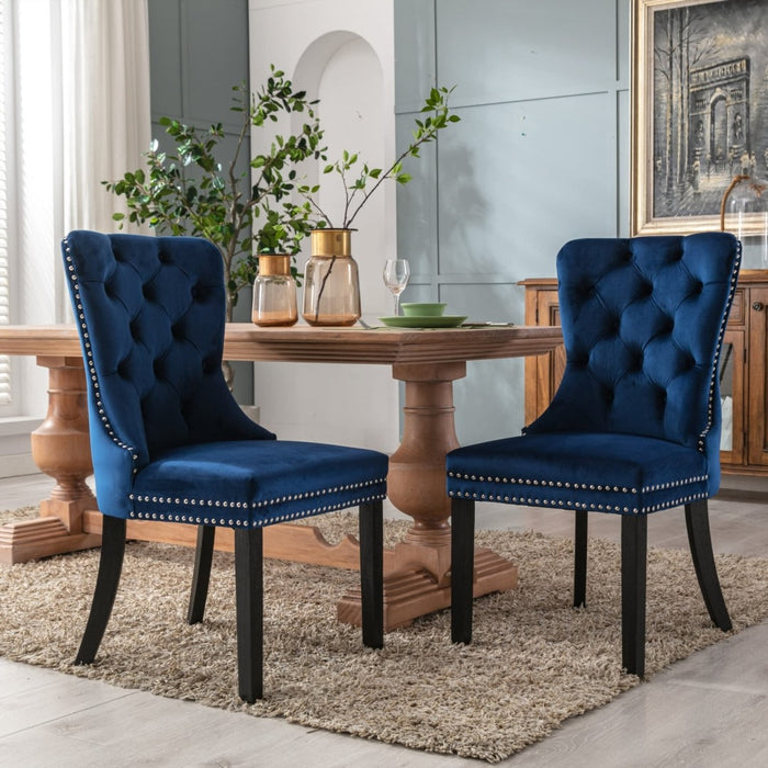 Velvet Upholstered Dining Chairs (Set of 2) - Blue