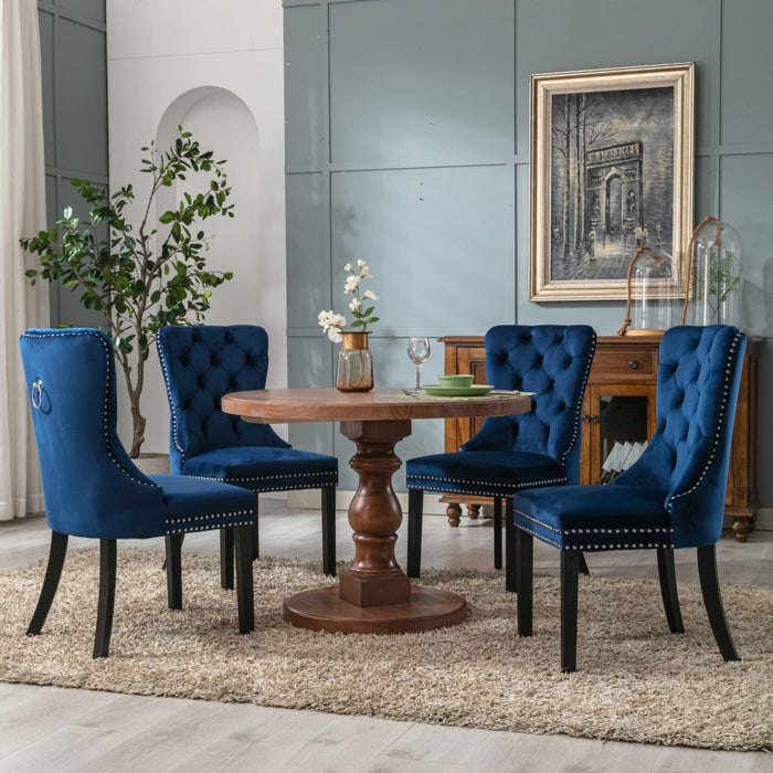 Velvet Upholstered Dining Chairs (Set of 2) - Blue