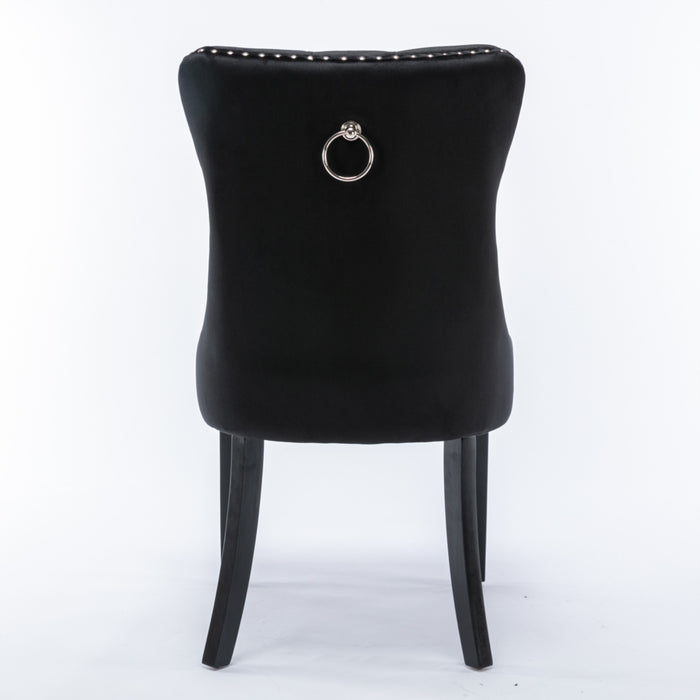 Velvet Upholstered Dining Chairs (Set of 2) - Black