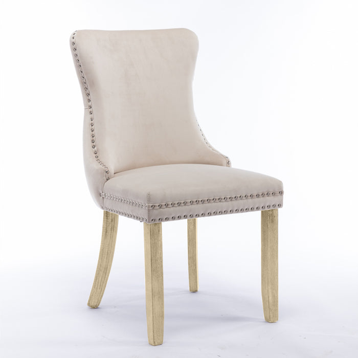 Velvet Upholstered Dining Chairs (Set of 2) - Beige