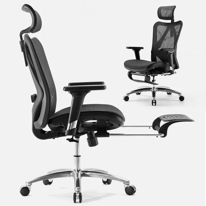 Reclining Computer Desk Chair with 3D Armrests and Headrest - Black
