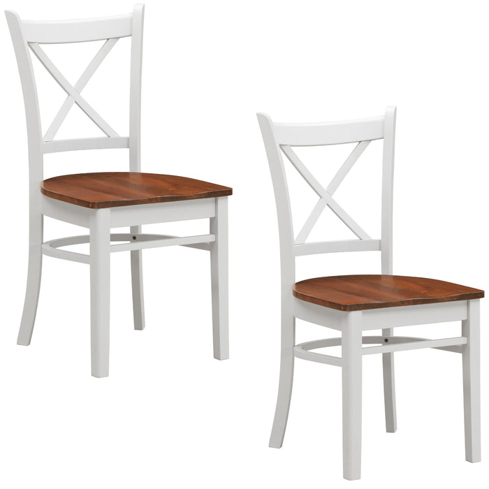 Lupin Dining Chair Set of 2 Cross back Solid Rubber Wood Furniture - White Oak