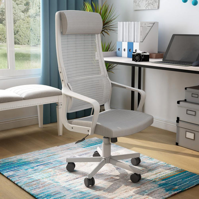 grey office chair with wheels